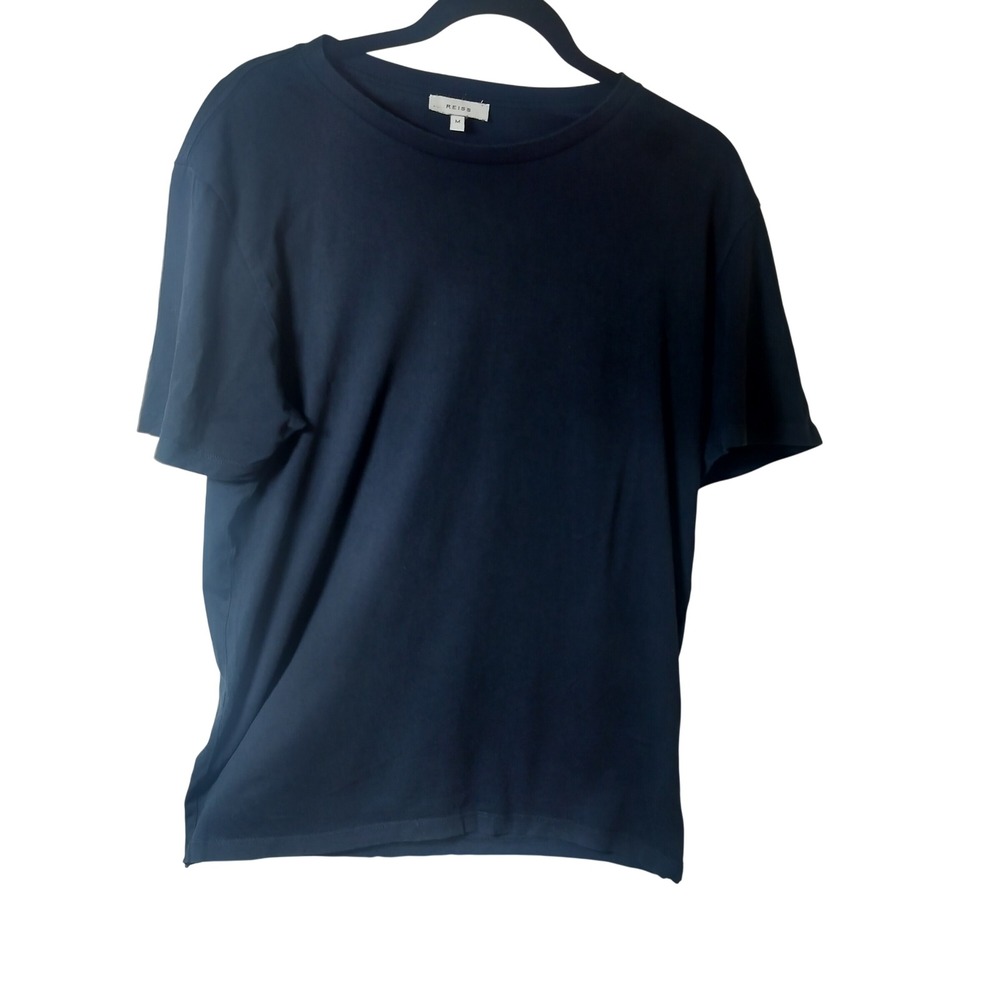 Reiss Bless Mens Navy Blue Crew Neck Short Sleeve Cotton T-Shirt Size M